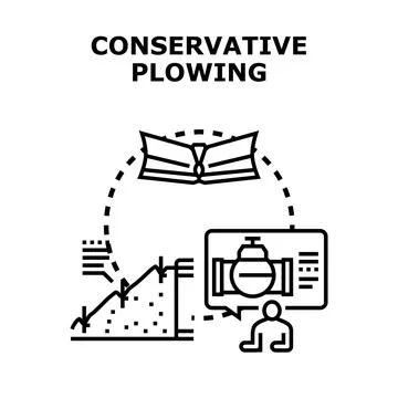Conservative plowing vector illustration concept for sustainable agriculture Stock Illustration