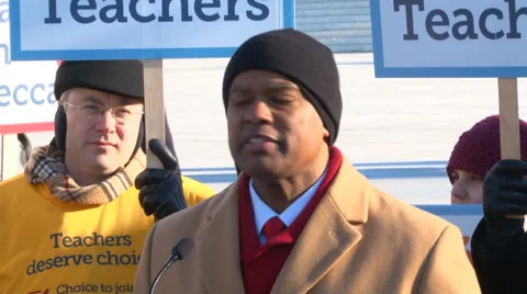 Conservative republican teachers and educators gather at the U.S. Supreme Court. Stock Footage 59675497