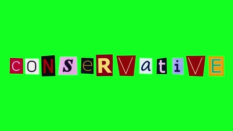 Conservative word on green screen background made of letters on crumpling and Stock Footage 268304877