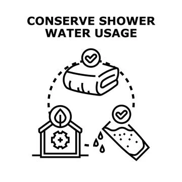 Conserving shower water usage for sustainable living Illustrazione stock