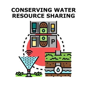 Conserving water resource sharing illustration concept Ilustración de archivo