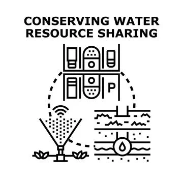 Conserving water resource sharing illustration concept Ilustración de archivo