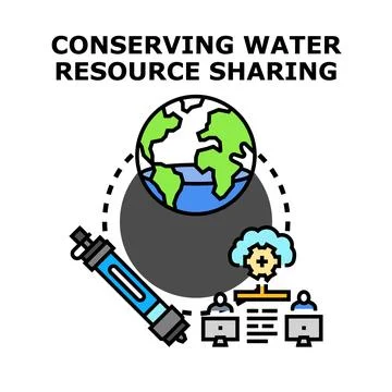 Conserving water resource sharing using global technology Stock Illustration
