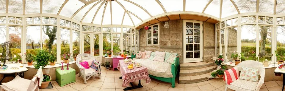Consevatory interior panoramic Stock Photos