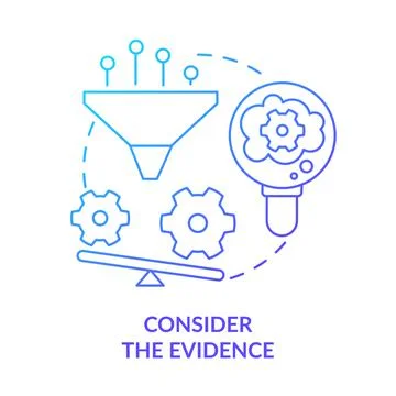 Consider evidence blue gradient concept icon Stock Illustration