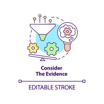 Consider evidence concept icon Stock Illustration