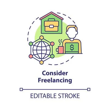 Consider freelancing concept icon Stock Illustration