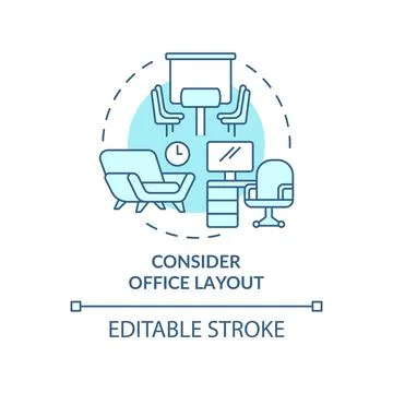 Consider office layout turquoise concept icon Stock Illustration