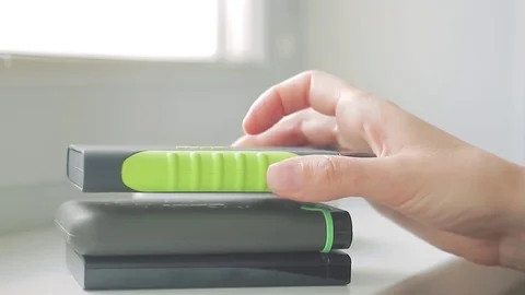 Consider portable disks Stock Footage 74958087