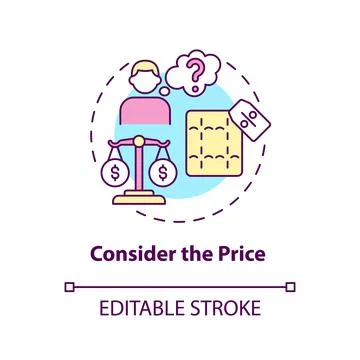 Consider the price concept icon Stock Illustration