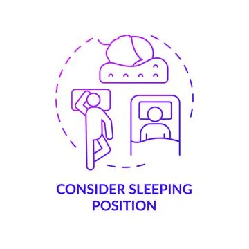 Consider sleeping position purple gradient concept icon Stock Illustration