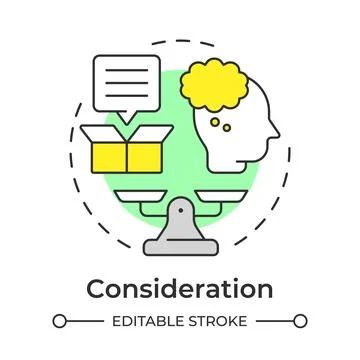 Consideration multi color concept icon Stock Illustration