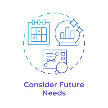 Considering future needs blue gradient concept icon Stock Illustration
