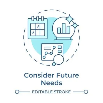 Considering future needs soft blue concept icon Stock Illustration