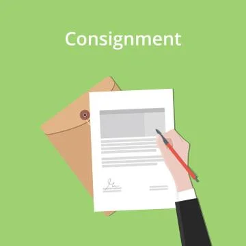 Consignment illustration concept a business man hand signing  paper document Stock Illustration