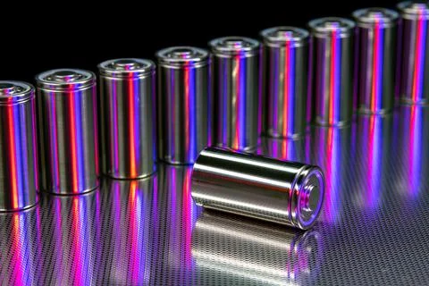 A consignment of new modern high-capacity lithium-ion cells. A prototype of n Stock Photos