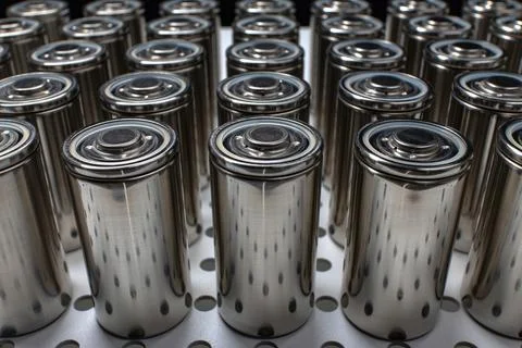 A consignment of new modern high-capacity lithium-ion cells. A prototype of n Stock Photos