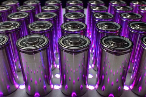A consignment of new modern high-capacity lithium-ion cells. A prototype of n Stock Photos