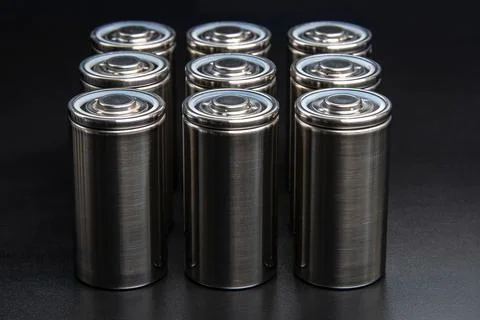 A consignment of new modern high-capacity lithium-ion cells. A prototype of n Stock Photos
