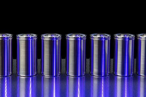 A consignment of new modern high-capacity lithium-ion cells. A prototype of n Stock Photos