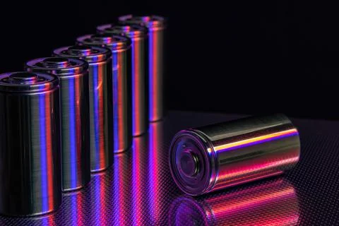 A consignment of new modern high-capacity lithium-ion cells. A prototype of n Stock Photos
