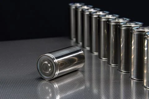 A consignment of new modern high-capacity lithium-ion cells. A prototype of n Stock Photos