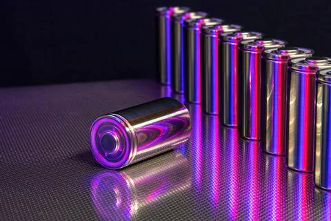 A consignment of new modern high-capacity lithium-ion cells. A prototype of n Stock Photos
