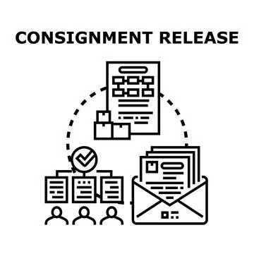 Consignment release process completing supply chain documentation イラスト素材