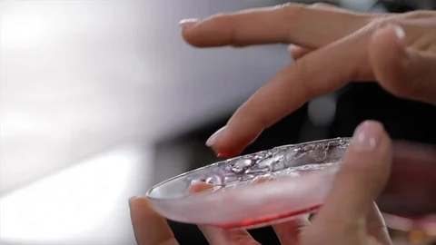 Consistency-Check of Jelly with Fingertip Method Closeup Handheld Shot Stock Footage 99162817