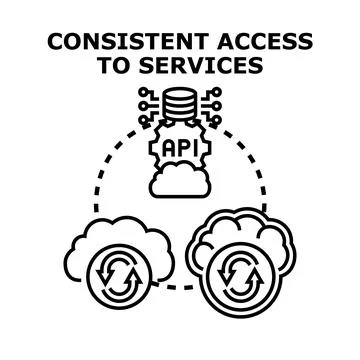 Consistent access to digital computing services api Stock Illustration