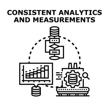 Consistent analytics and data measurement process diagram Illustrazione stock