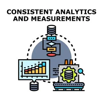 Consistent analytics and data measurement process diagram イラスト素材