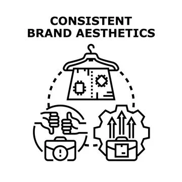 Consistent brand aesthetics maintaining visual identity success Stock Illustration