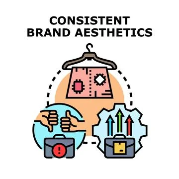 Consistent brand aesthetics maintaining visual identity success Stock Illustration