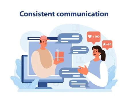 Consistent Brand Communication. An inviting vector illustration portraying the Ilustração Stock