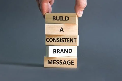 Consistent brand message symbol. Concept words build a consistent brand mes.. Stock-Fotos