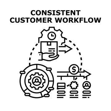 Consistent customer workflow diagram illustrating business process Illustrazione stock
