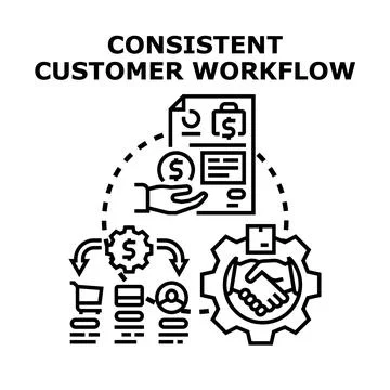 Consistent customer workflow process plan concept Illustrazione stock