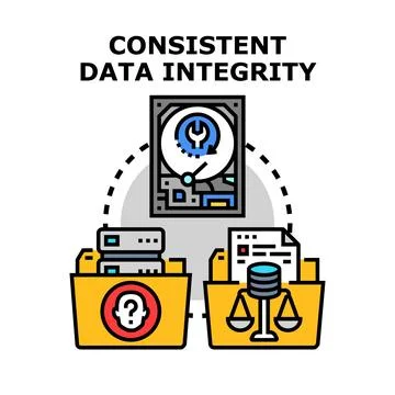 Consistent data integrity validating secure information database Stock Illustration