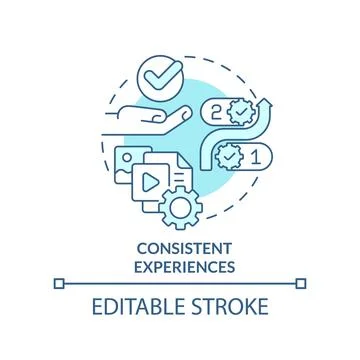 Consistent experiences turquoise concept icon Stock Illustration