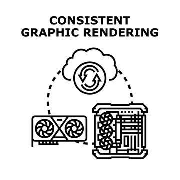 Consistent graphic rendering process with cloud synchronization Illustrazione stock