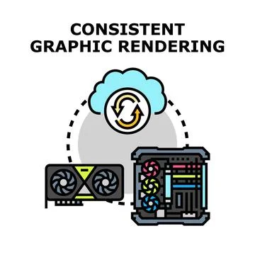 Consistent graphic rendering process with cloud synchronization 库存插图