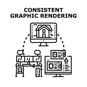 Consistent graphic rendering process for digital design Stock Illustration