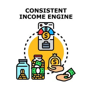 Consistent income engine generating money flow Stock Illustration