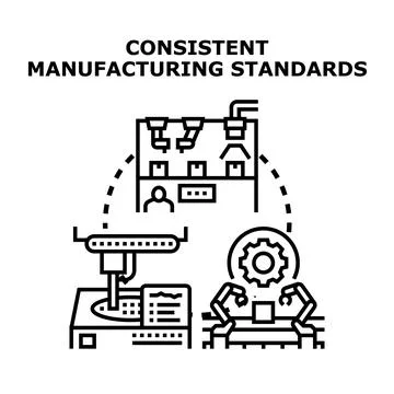 Consistent manufacturing standards ensuring quality production process Stock Illustration