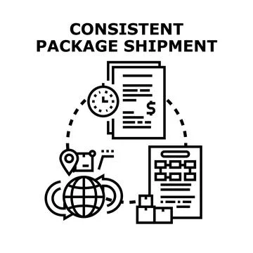 Consistent package shipment concept for global delivery logistics Stock Illustration