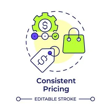 Consistent pricing multi color concept icon Ilustración de archivo