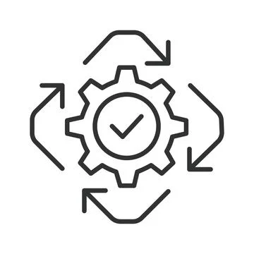 Consistent process optimization and workflow icon in line design Stock Illustration