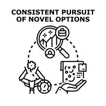 Consistent pursuit finding novel business options and solutions Stock Illustration