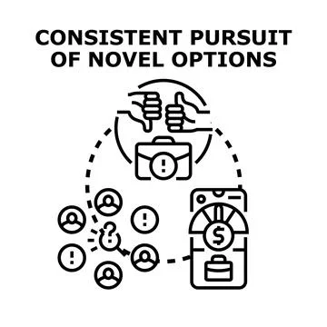 Consistent pursuit novel options decision making process Stock Illustration